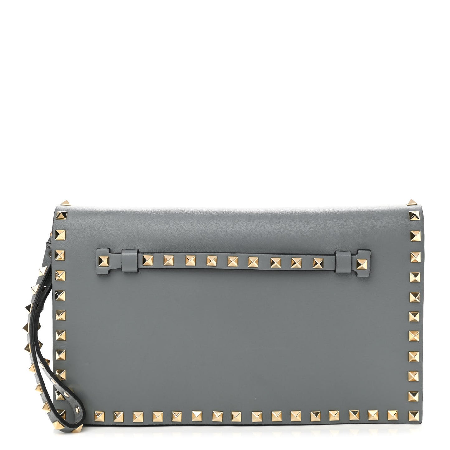 Nappa Rockstud Wristlet Clutch Light Stone