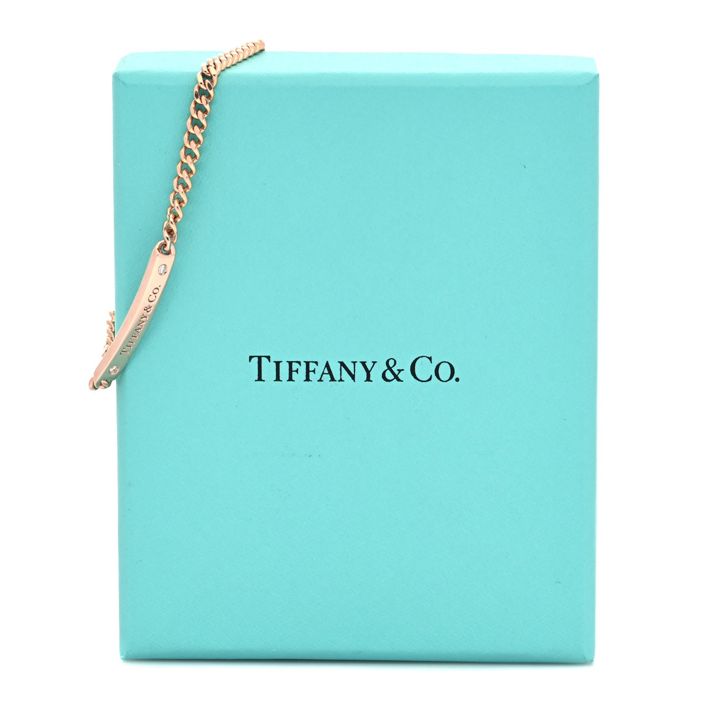 18K Rose Gold Diamond Micro Link ID Chain Bracelet