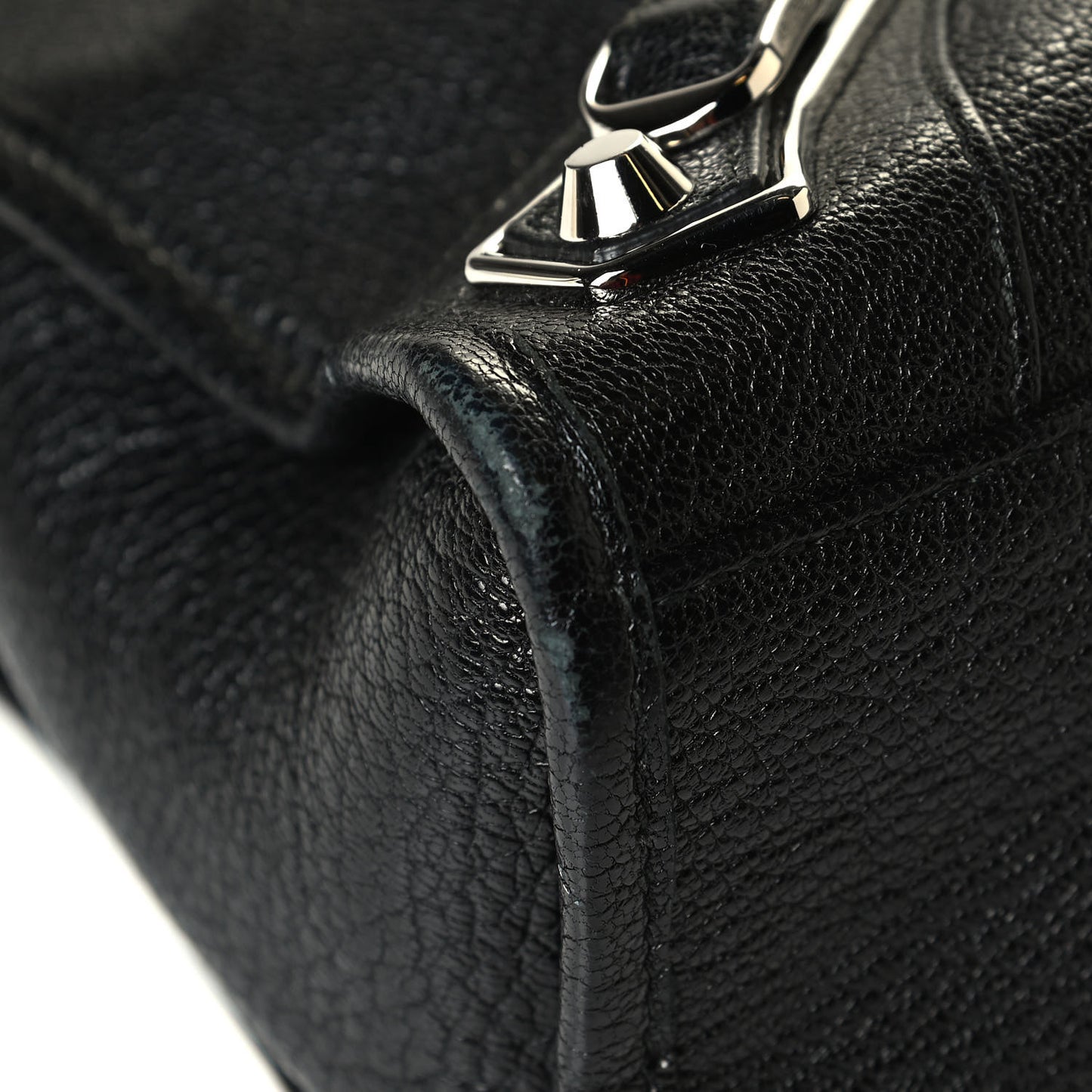 Chevre Silver Metallic Edge Hardware S City Black