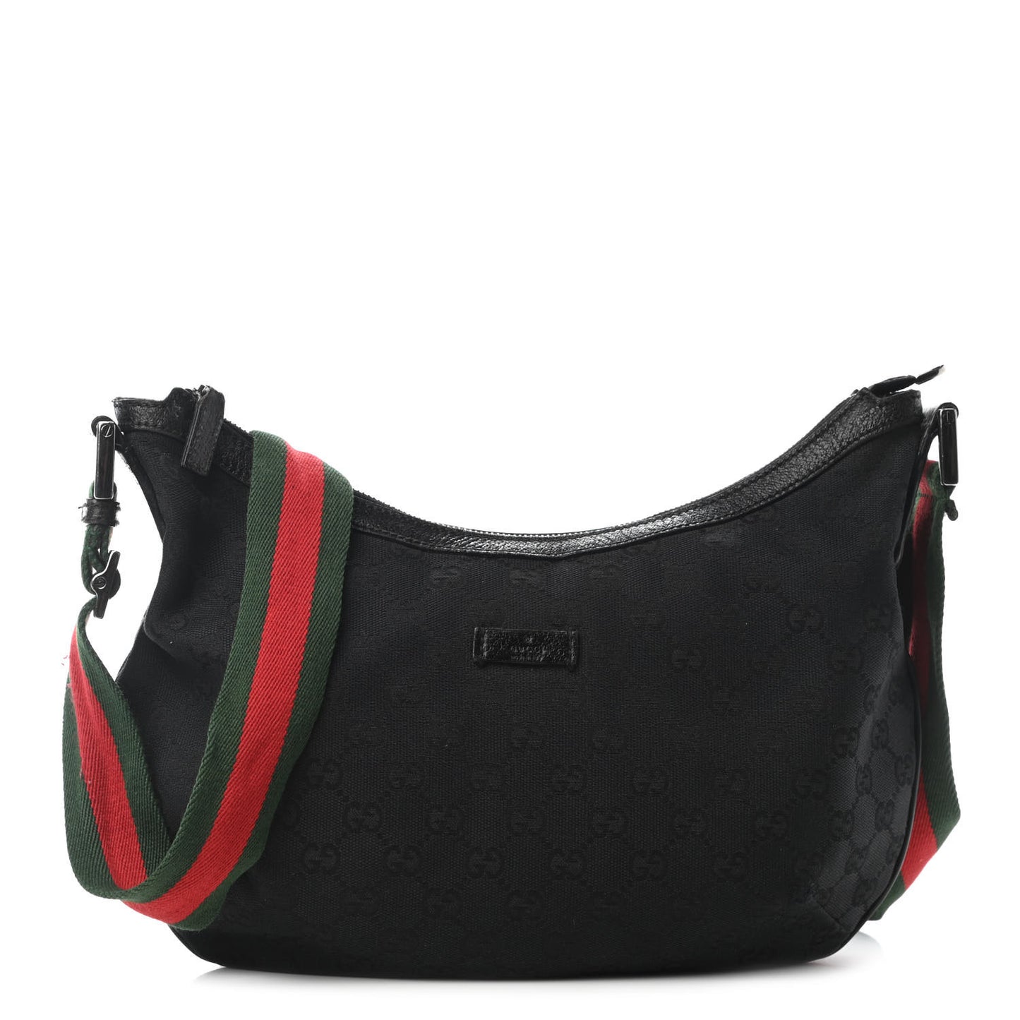 Monogram Web Medium Half Moon Hobo Black