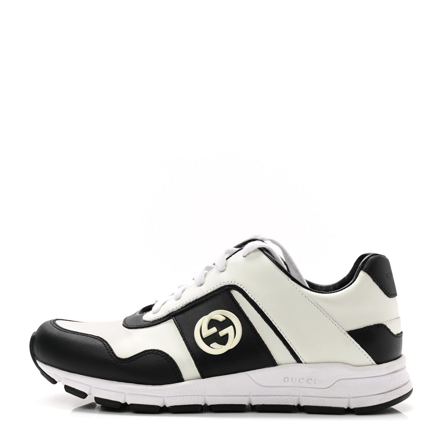 Calfskin Womens Interlocking G Sneakers 35.5 Black White
