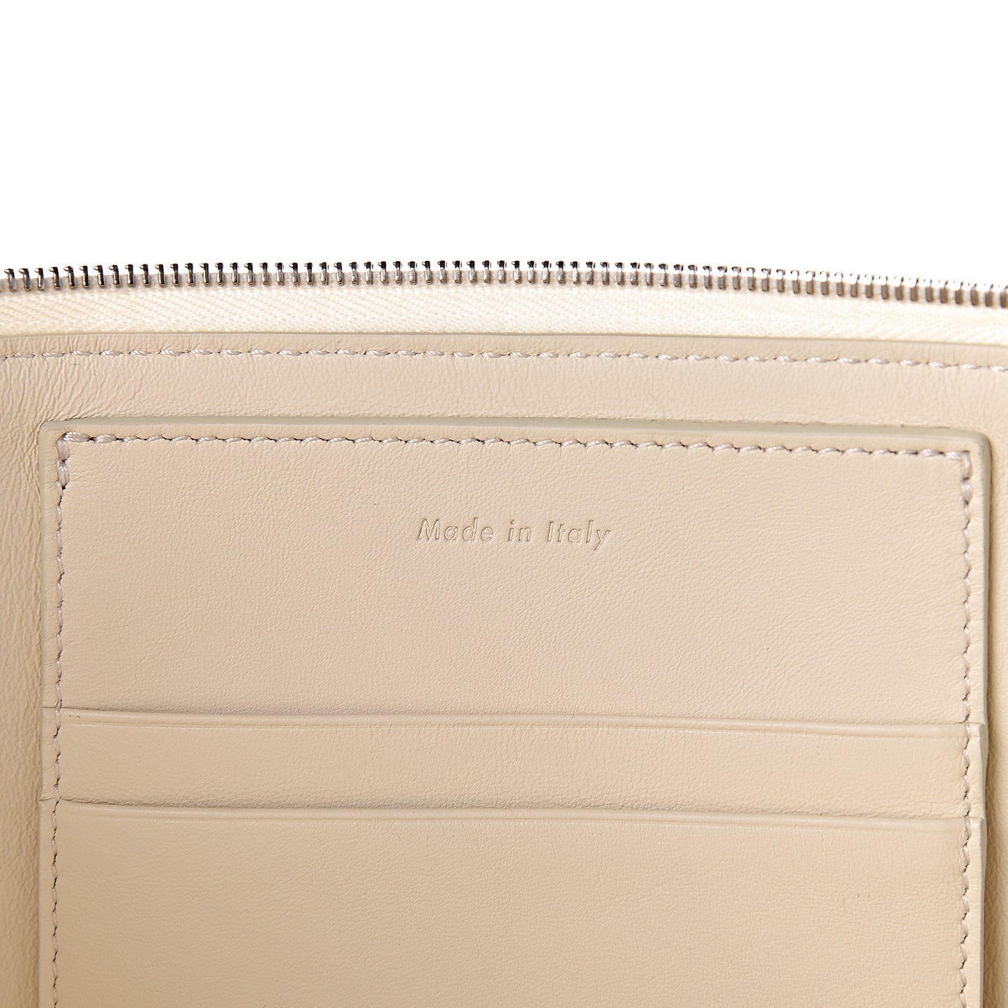 Calfskin Large Made In Clutch Pouch White