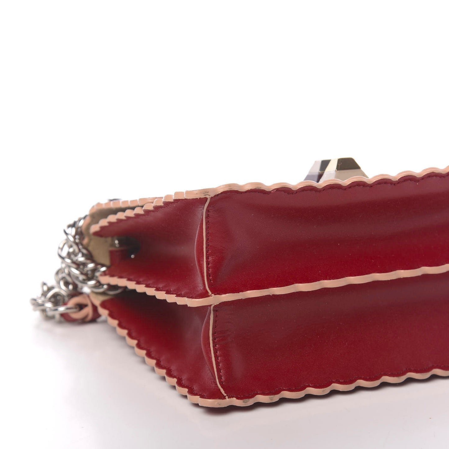 Vitello Liberty Scalloped Studded Small Kan I Shoulder Bag Fragola