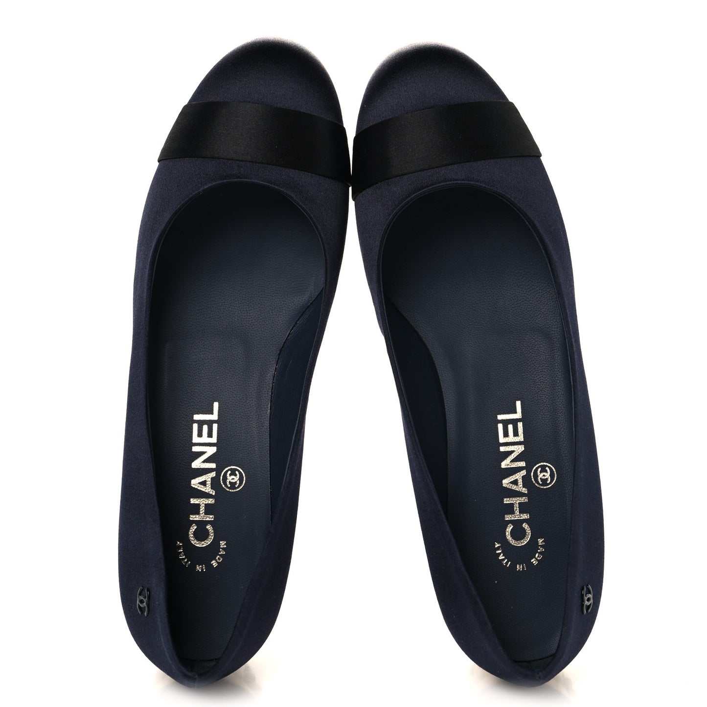 Satin Pearl Cap Toe Low Heel Pumps 38 Navy Blue Black