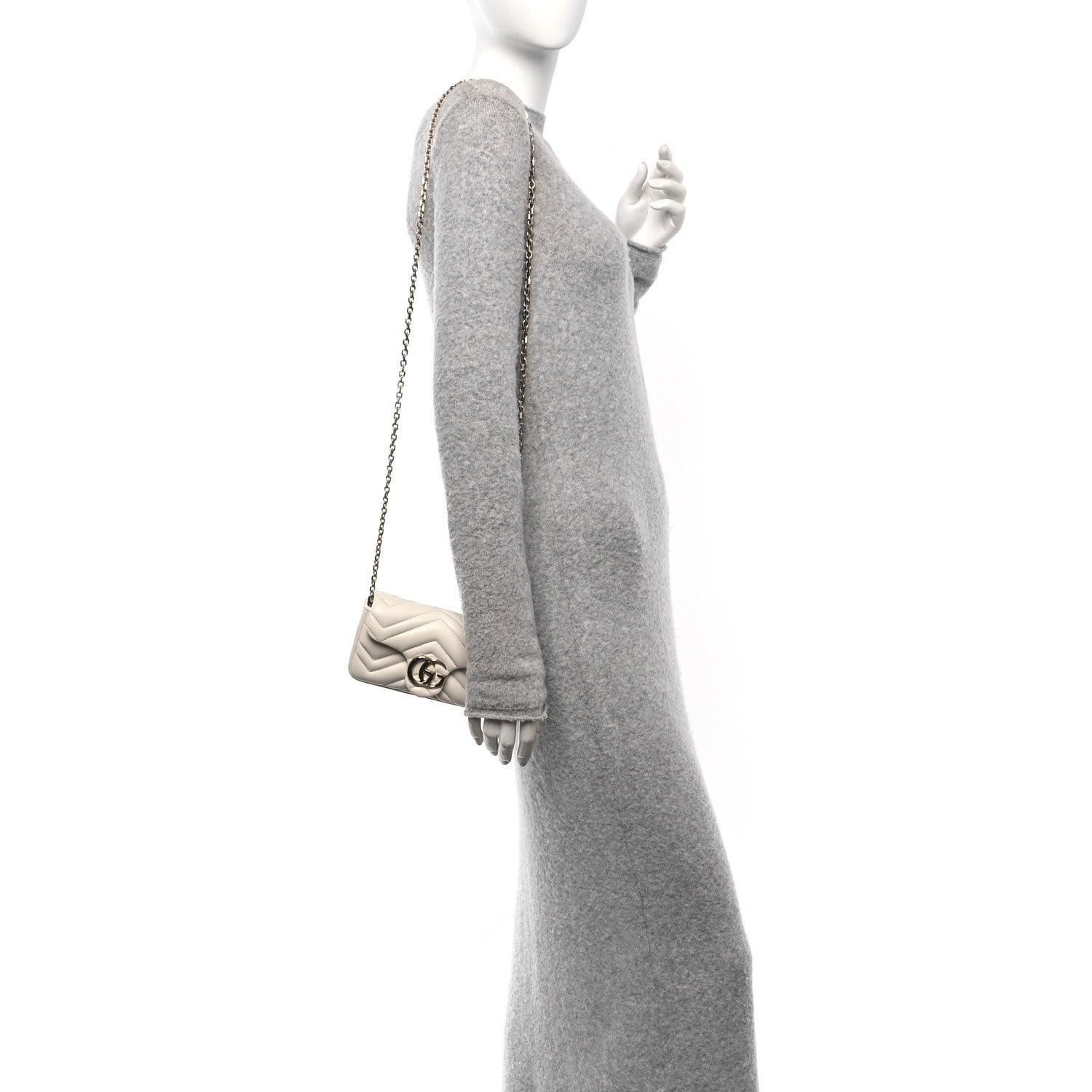 Gucci Lambskin Matelasse Mini GG Marmont Shoulder Bag White 2 of 10