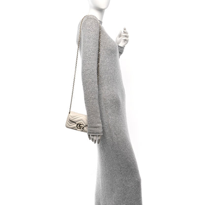 Gucci Lambskin Matelasse Mini GG Marmont Shoulder Bag White 2 of 10