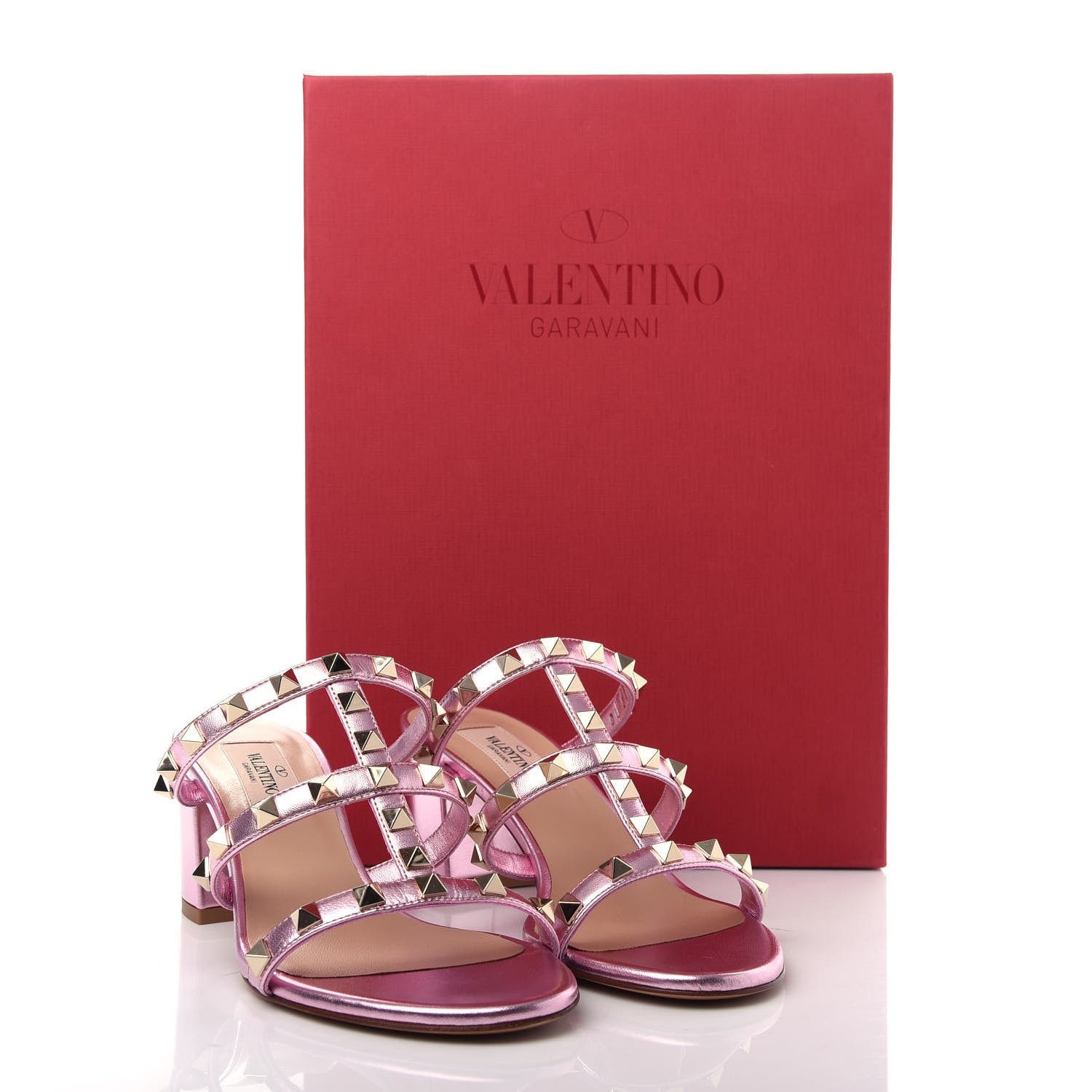 Valentino Garavani Metallic Nappa Rockstud 60mm Caged Slide Sandals 35.5 Giacinto 11 of 11