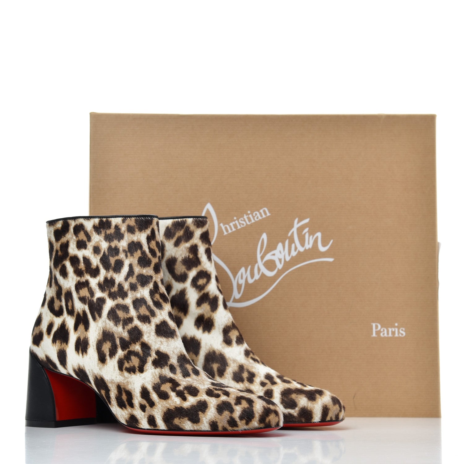Christian Louboutin Pony Hair Leopard Turela 55 Ankle Boots 37 Black White 14 of 14