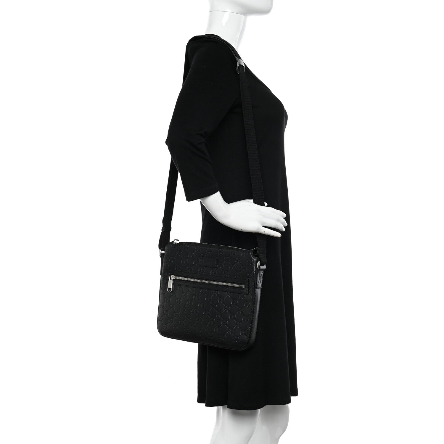 Gucci Guccissima Signature Small Messenger Bag Black 2 of 12