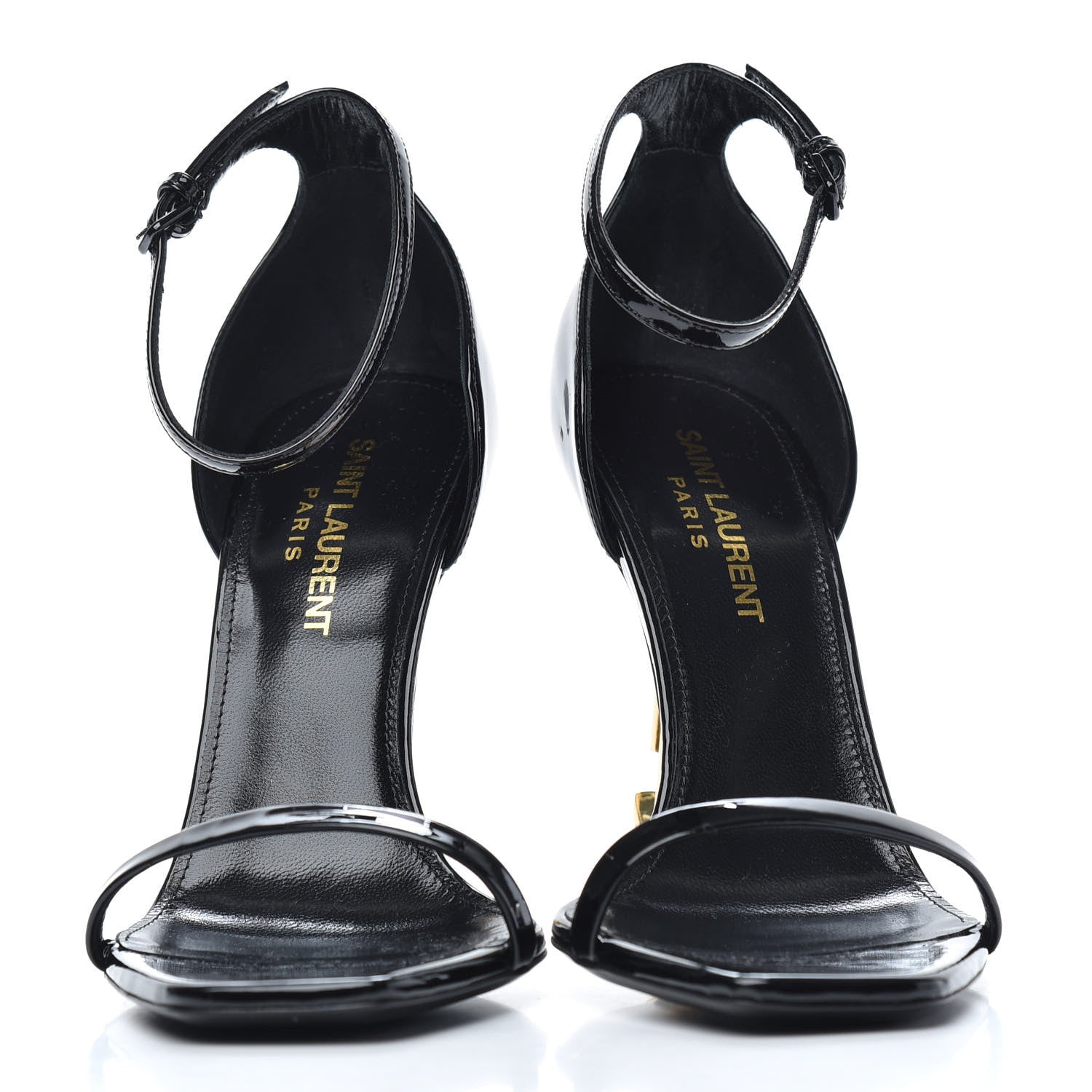 Saint Laurent Patent Calfskin Opyum 110 Sandals 36 Black Gold 2 of 8