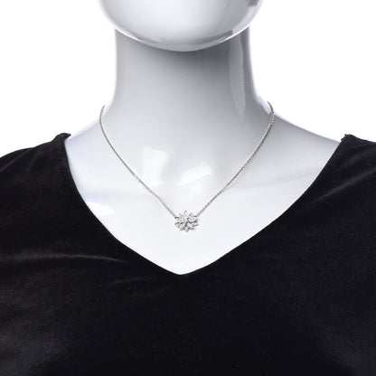 Van Cleef & Arpels 18K White Gold Diamond Small Lotus Pendant Necklace 2 of 8
