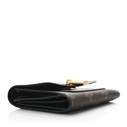 Louis Vuitton Monogram Flower Lock Compact Wallet Black 4 of 9