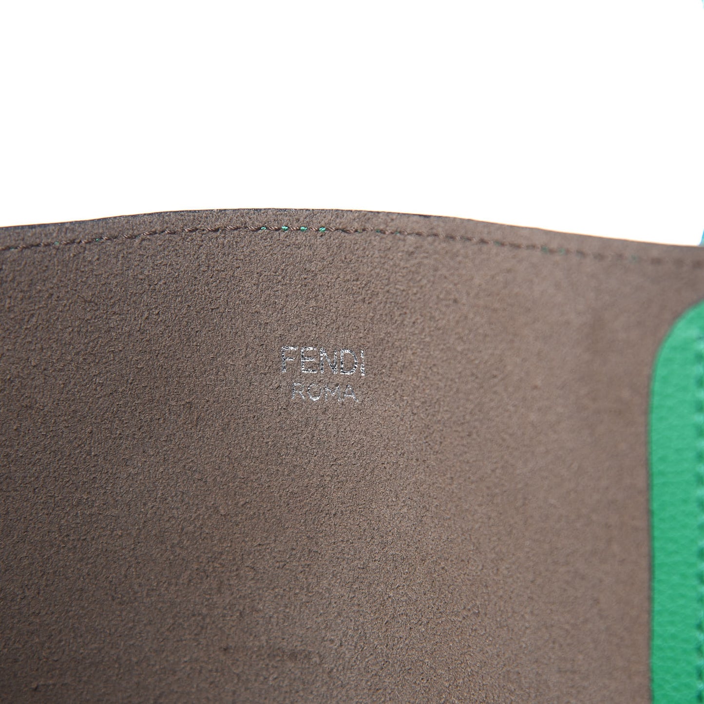 Vitello Vienna Enamel F is Fendi Shopping Tote Green Taupe
