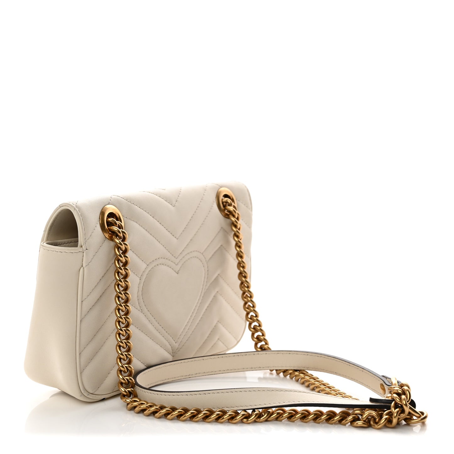 Calfskin Matelasse Mini GG Marmont Shoulder Bag White