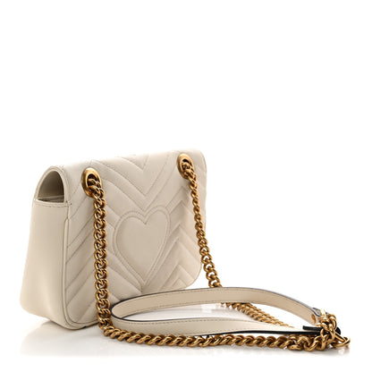 Gucci Calfskin Matelasse Mini GG Marmont Shoulder Bag White 3 of 11