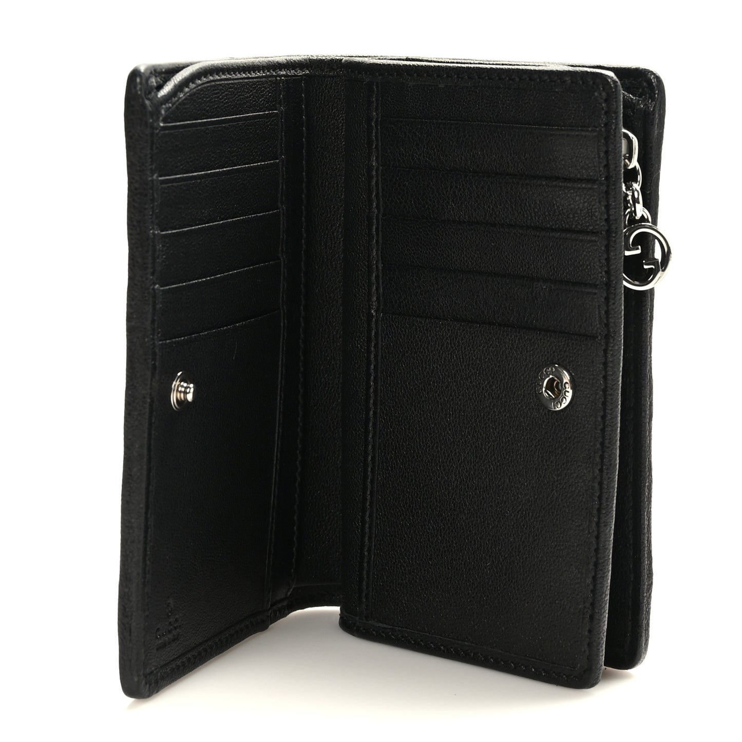Sakai Be Green Calfskin Diagonal Stitched Blondie Travel Wallet Black