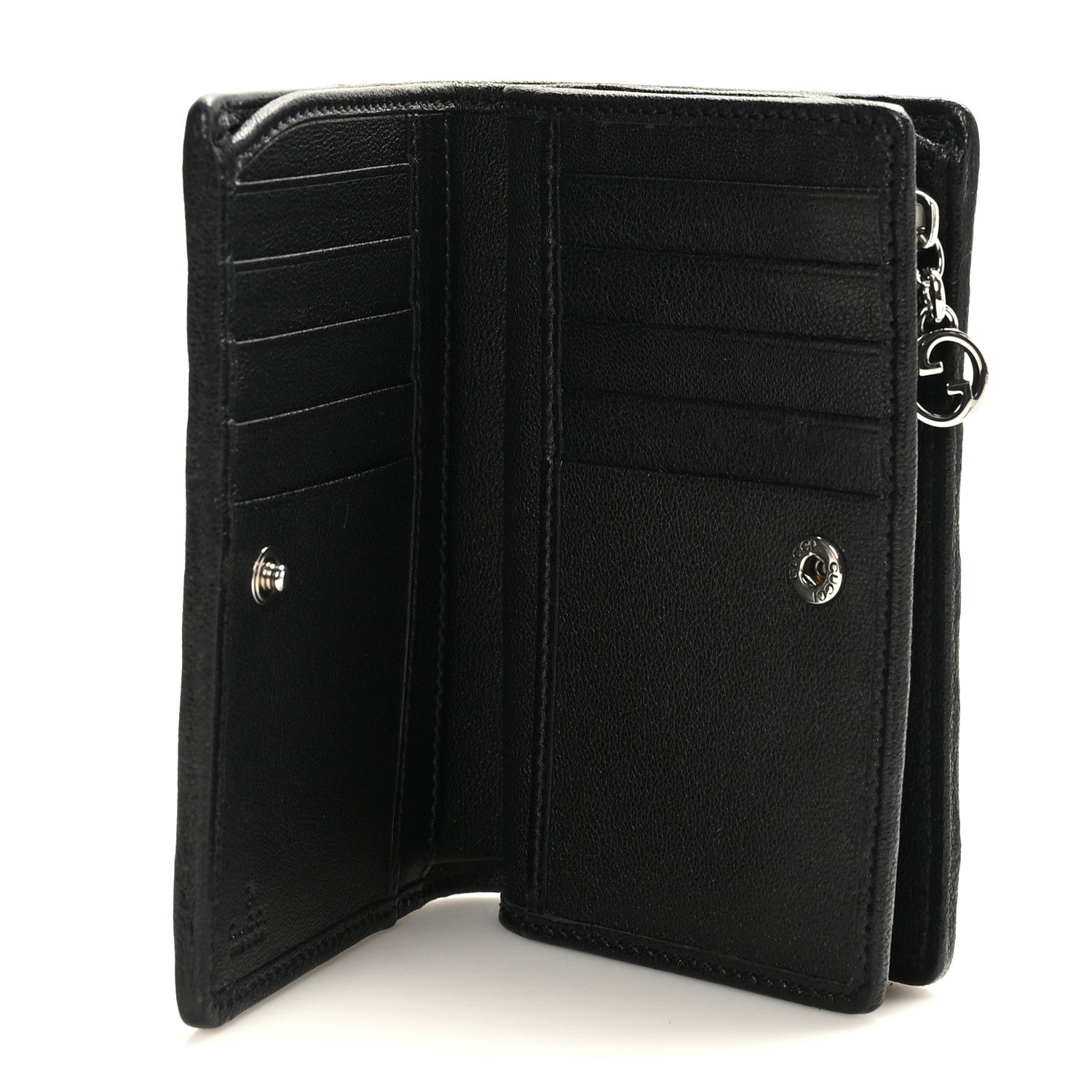 Gucci Sakai Be Green Calfskin Diagonal Stitched Blondie Travel Wallet Black 5 of 8