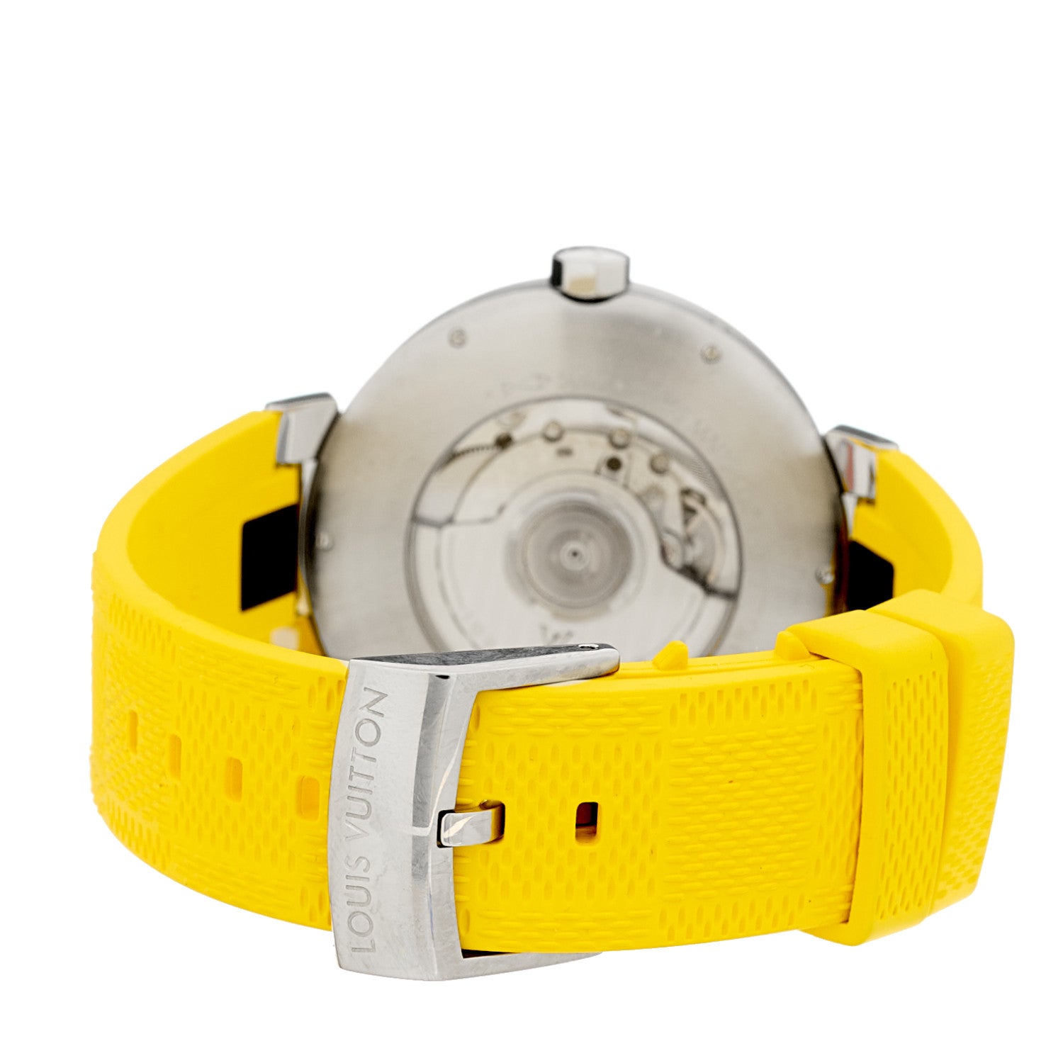 Louis Vuitton Stainless Steel Rubber 41mm Tambour GMT Automatic Watch Yellow 2 of 4