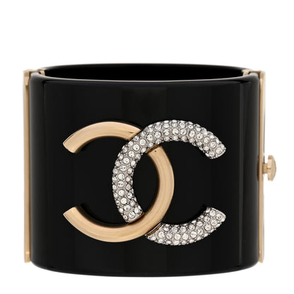 Chanel Resin Crystal Love In ParisCC Cuff Black 1 of 5
