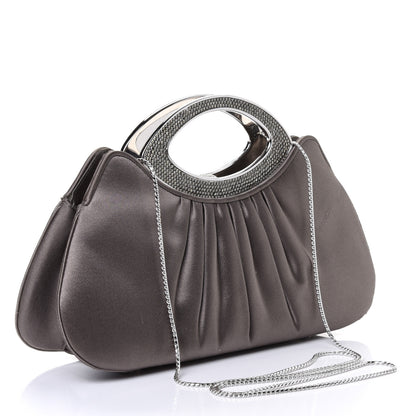 Judith Leiber Satin Crystal Framed Evening Clutch Silver 2 of 4