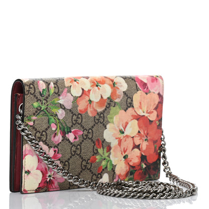 Gucci GG Supreme Monogram Blooms Chain Wallet Beige Multicolor Dry Rose 3 of 10