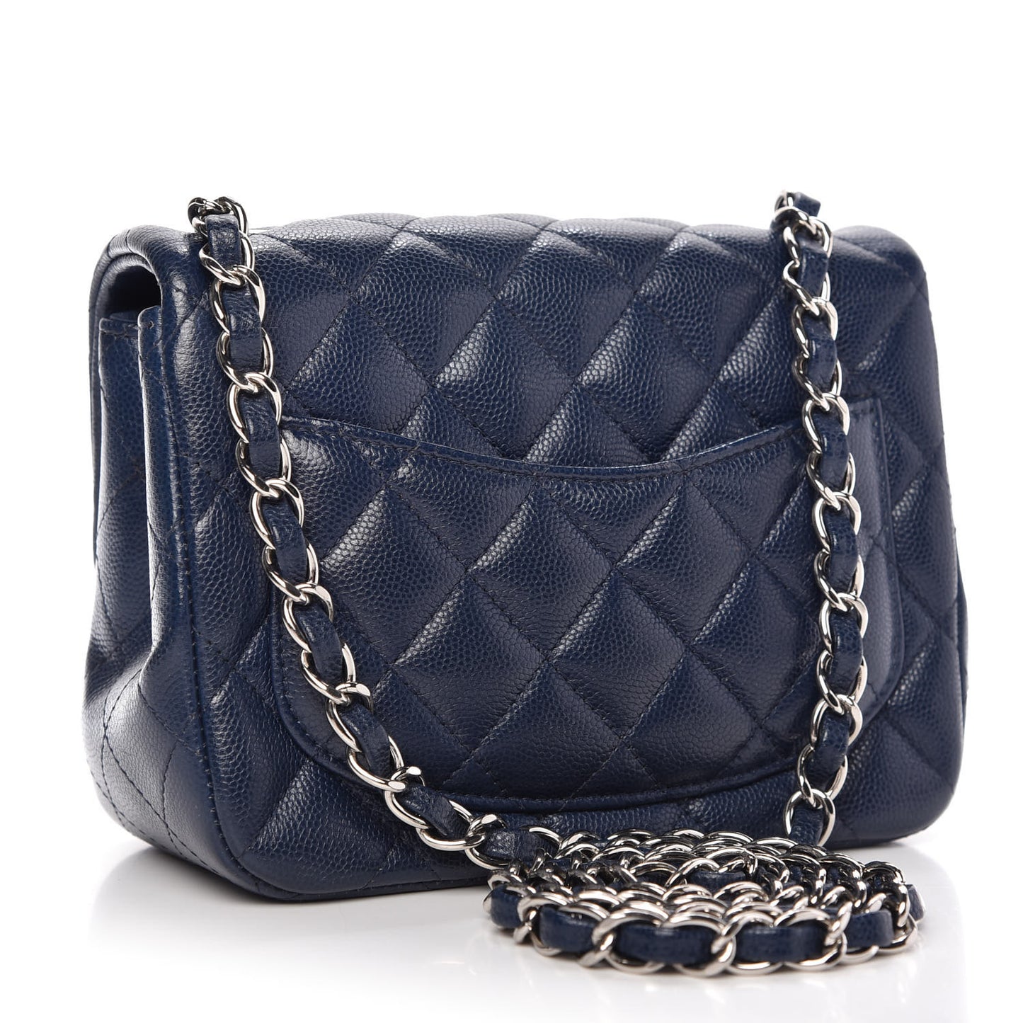 Caviar Quilted Mini Square Flap Blue