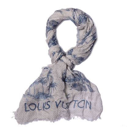 Louis Vuitton Cotton Linen Toile Etole De Louis Pareo Blue 1 of 7