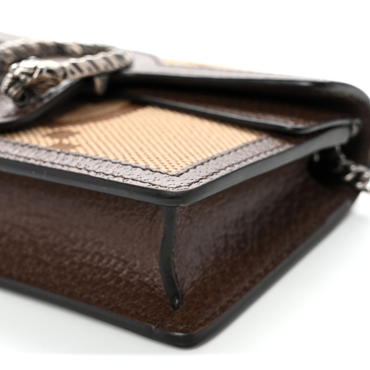 Monogram Jumbo GG Textured Dollar Calfskin Super Mini Dionysus Shoulder Bag Camel Ebony New Acero