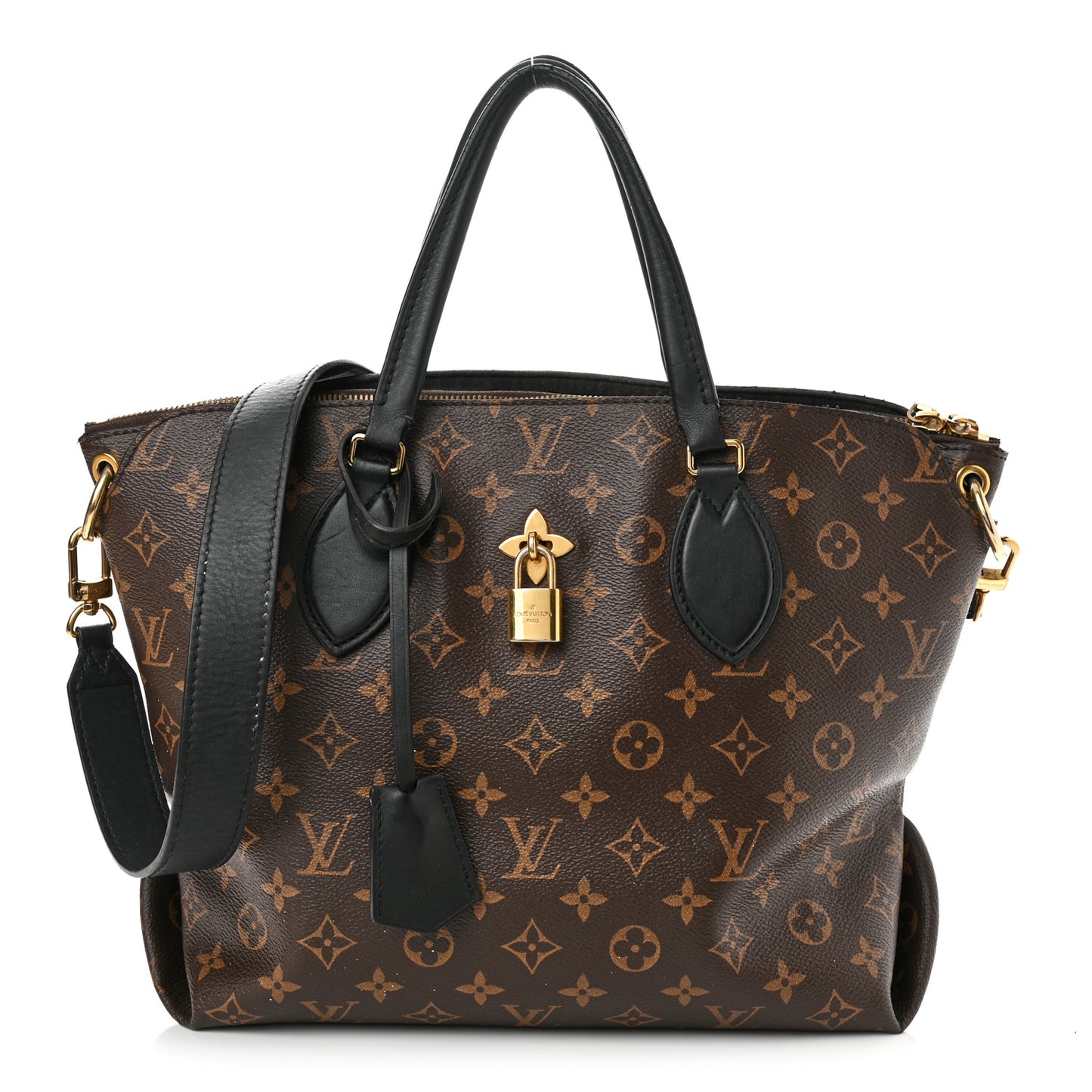 Monogram Flower Zipped Tote MM Black