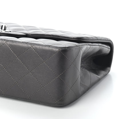 Chanel Metallic Lambskin Quilted Jumbo Single Flap Dark Grey 9 of 11