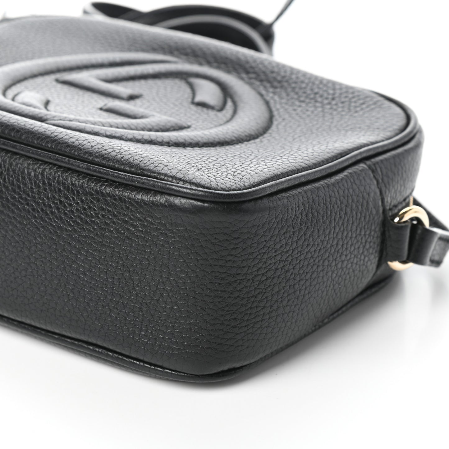 Pebbled Calfskin Small Soho Disco Bag Black