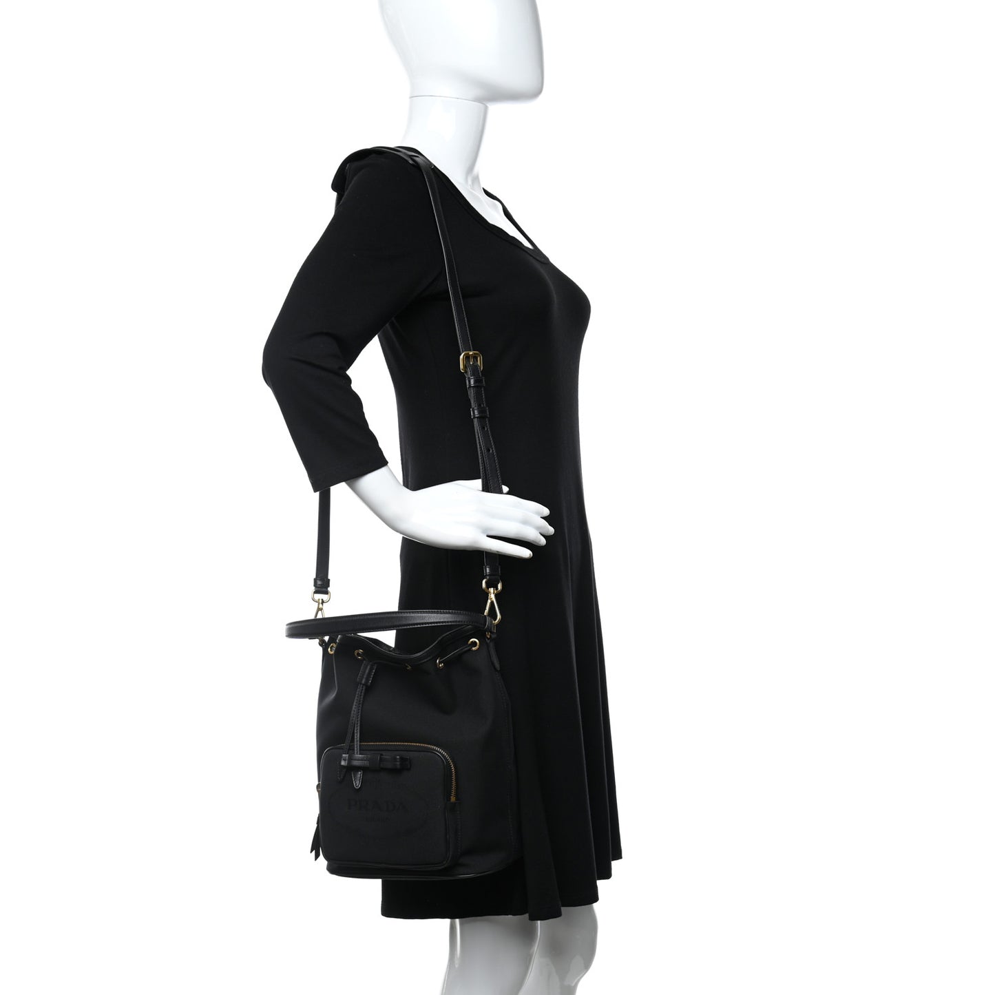 Canvas Drawstring Bucket Black