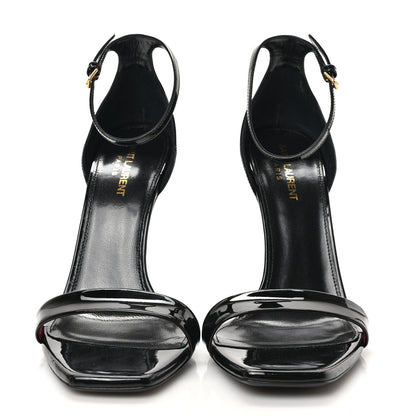 Saint Laurent Patent Calfskin Amber 105 Ankle Strap Sandals 40 Black 2 of 8