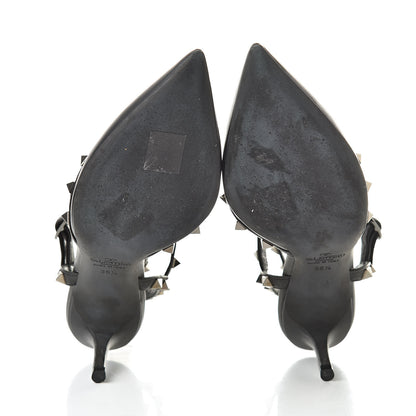 Valentino Garavani Nappa Rockstud Ankle Strap Low Heel Pumps 35.5 Black 5 of 10