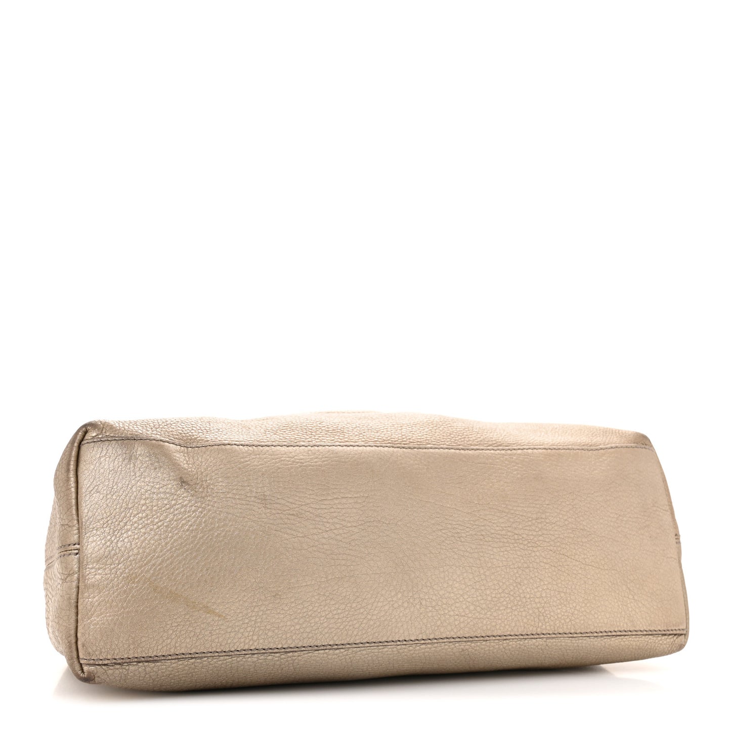 Metallic Pebbled Calfskin Medium Soho Chain Shoulder Bag Golden Beige