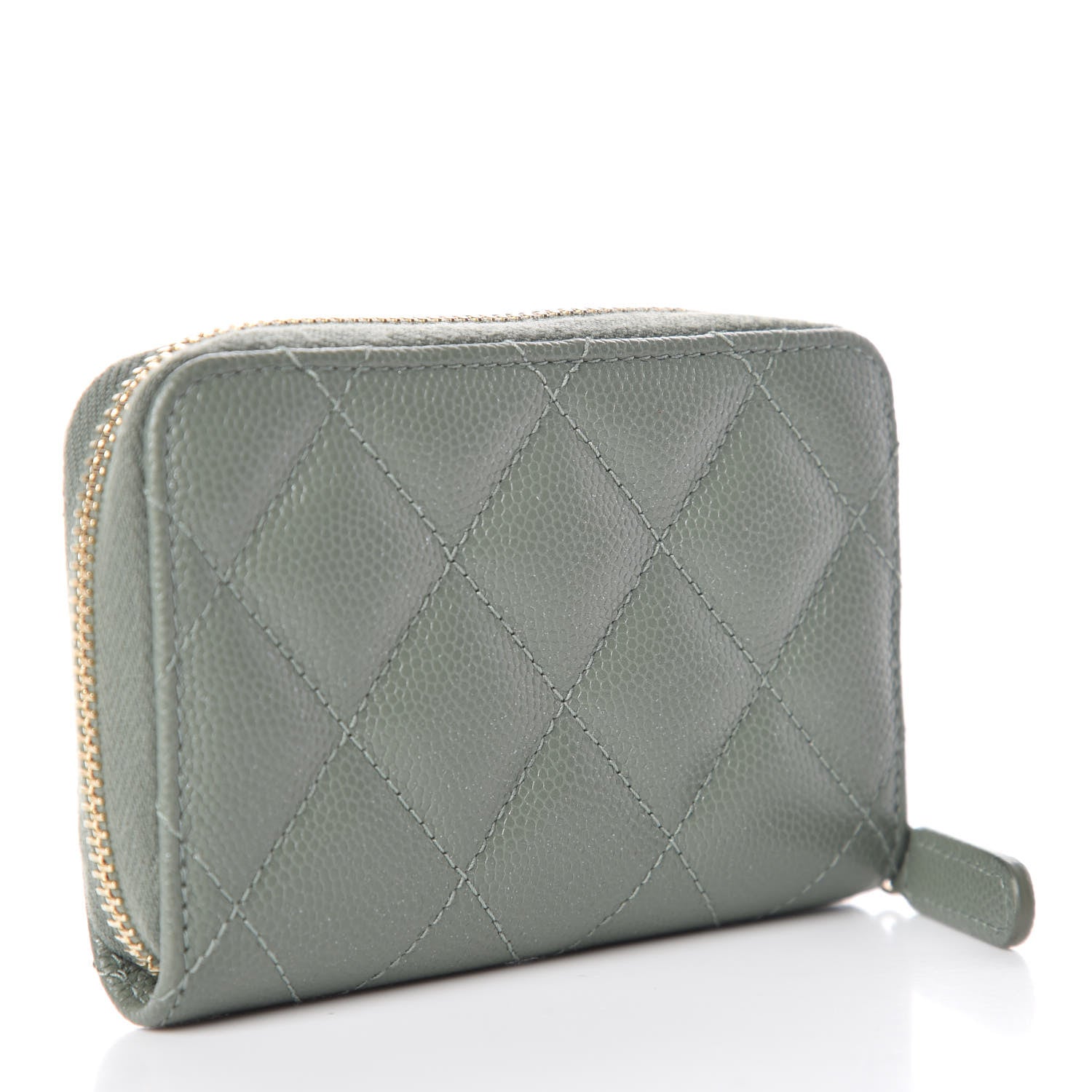 Chanel Iridescent Caviar Quilted Zip Coin Purse Green 3 of 10