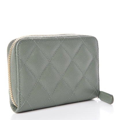 Chanel Iridescent Caviar Quilted Zip Coin Purse Green 3 of 10