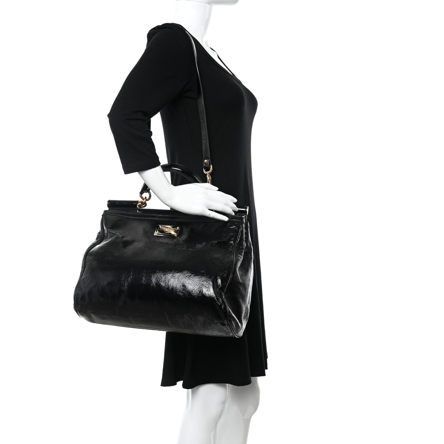 Patent Miss Sicily Tote Black