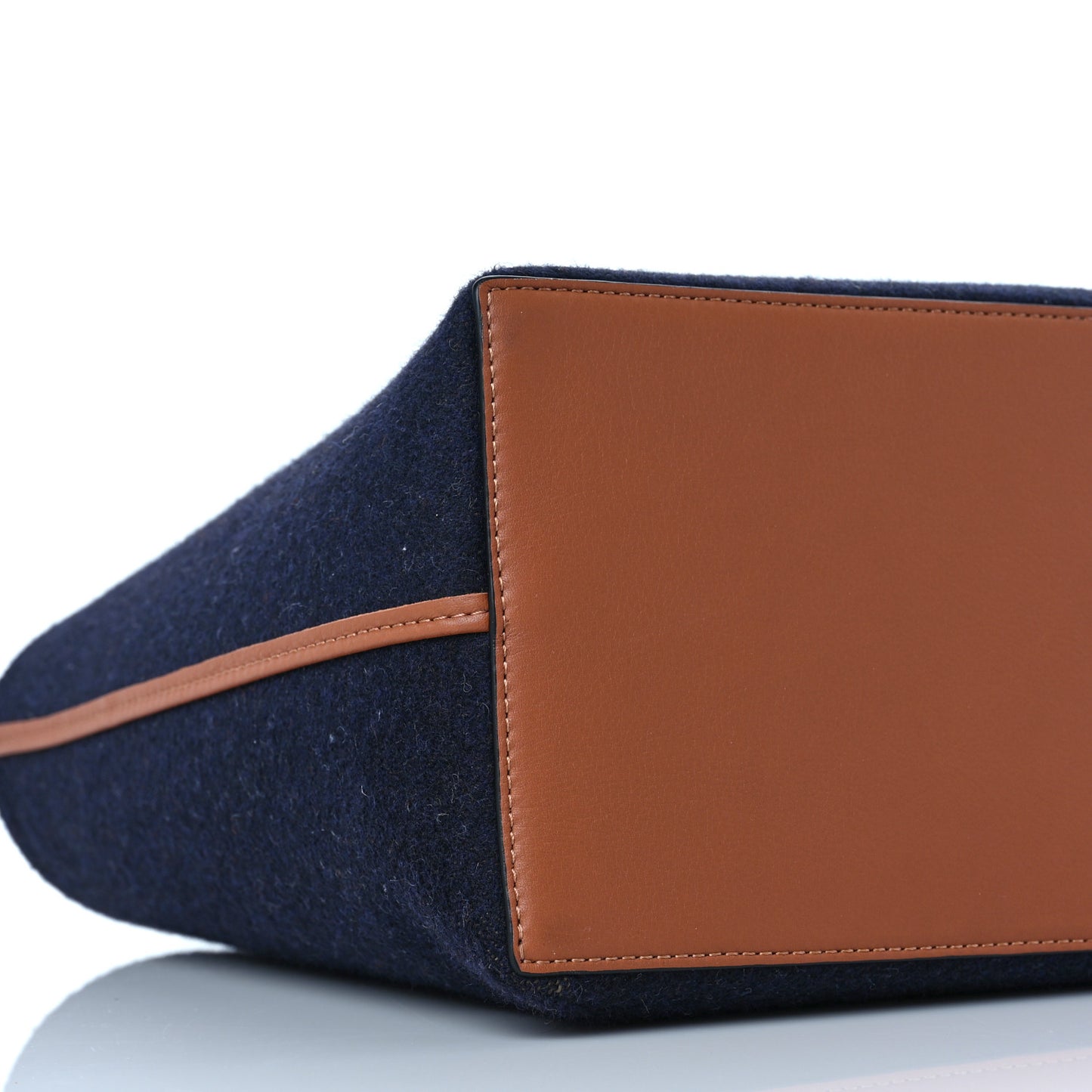 Wool Calfskin Small Love Anagram Tote Navy Tan