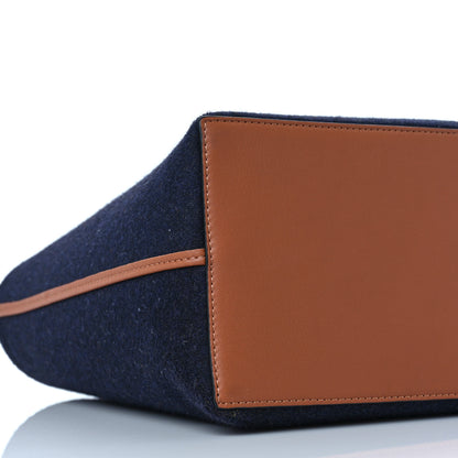 Loewe Wool Calfskin Small Love Anagram Tote Navy Tan 7 of 8