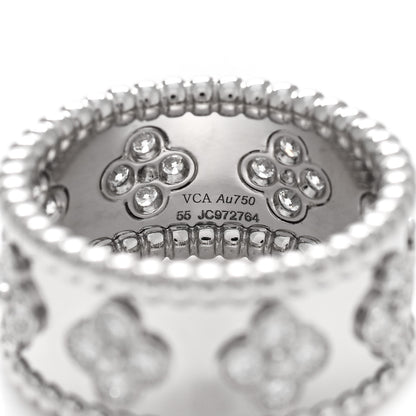 Van Cleef & Arpels 18K White Gold Diamond Medium Perlee Clover Band Ring 55 7.25 4 of 5