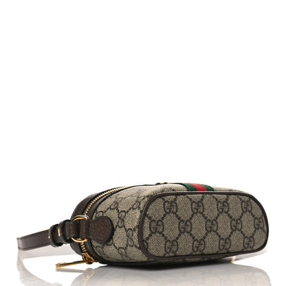 Gucci GG Supreme Monogram Textured Calfskin Web Mini Ophidia Top Handle Bag Beige Ebony New Acero 4 of 9