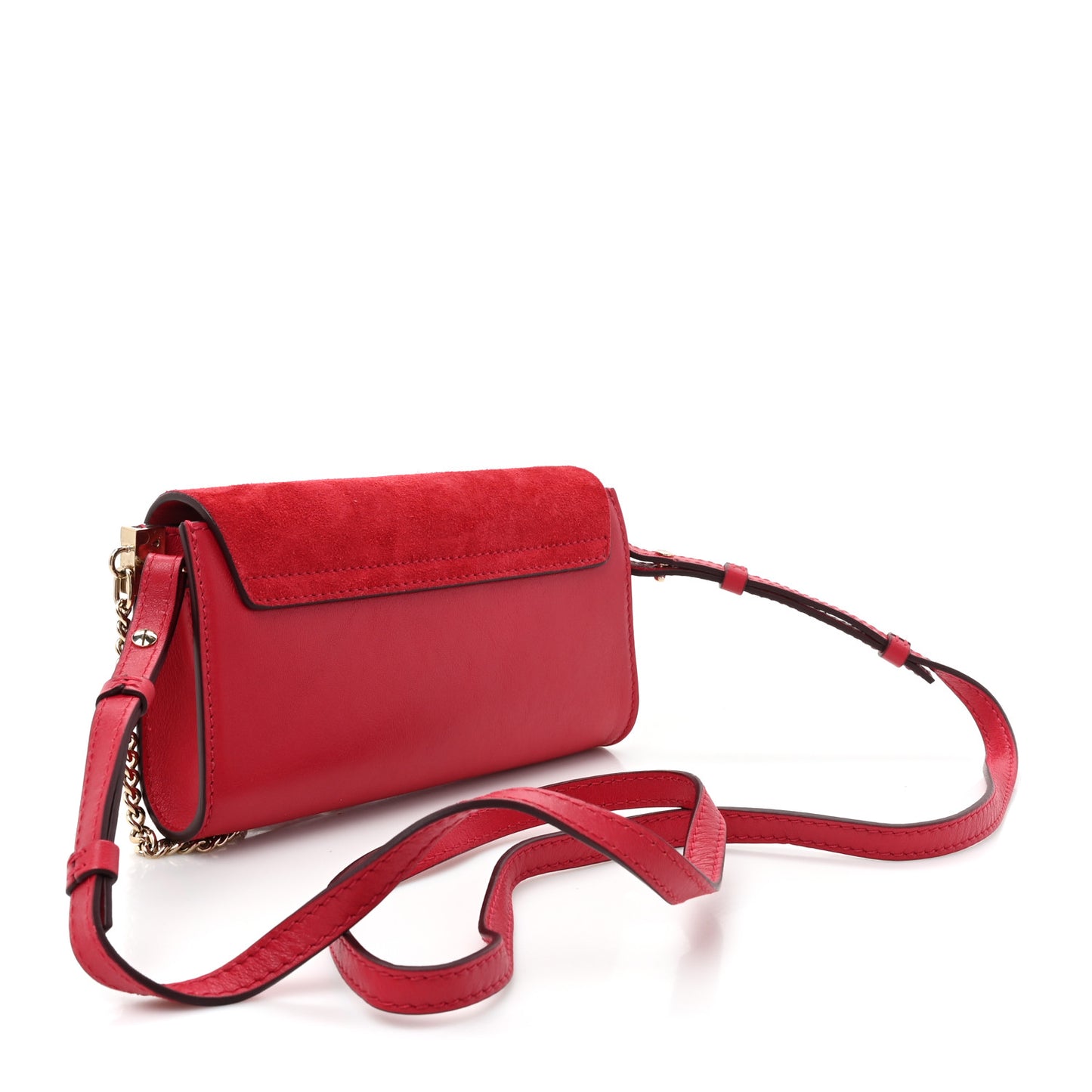 Suede Calfskin Mini Faye Shoulder Bag Tulip Red