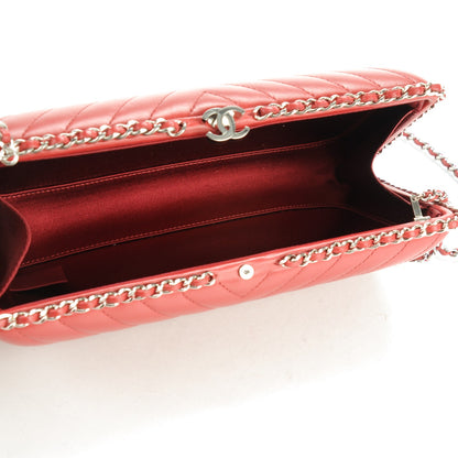Chanel Lambskin Chevron Quilted Chain Around Clutch Dark Red 5 of 7