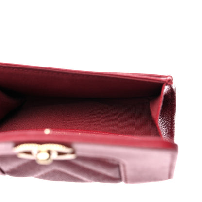 Chanel Caviar Chevron Quilted Mademoiselle Flap Card Holder Dark Pink 5 of 11