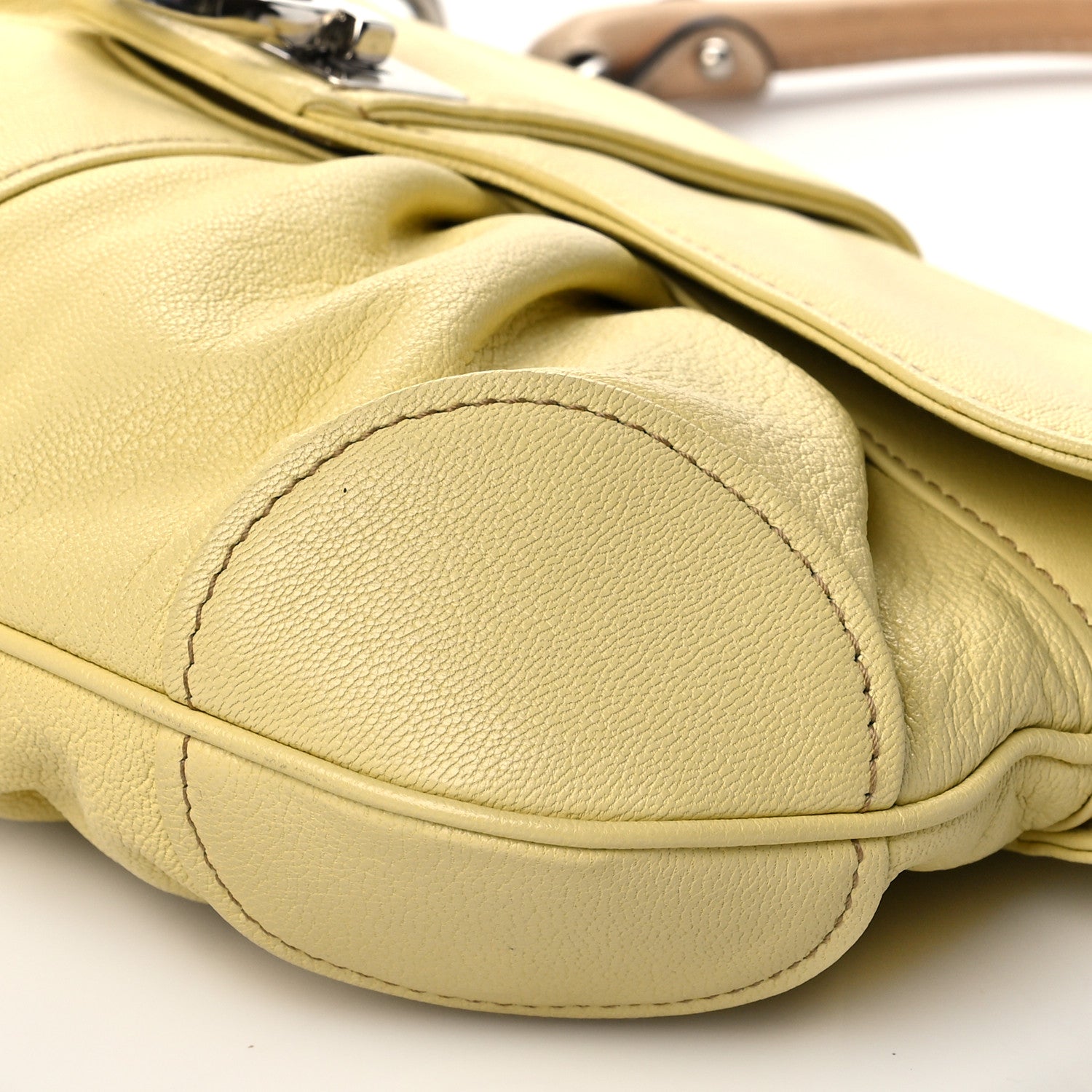 Salvatore Ferragamo Goatskin Gancini Shoulder Bag Citronella 8 of 9
