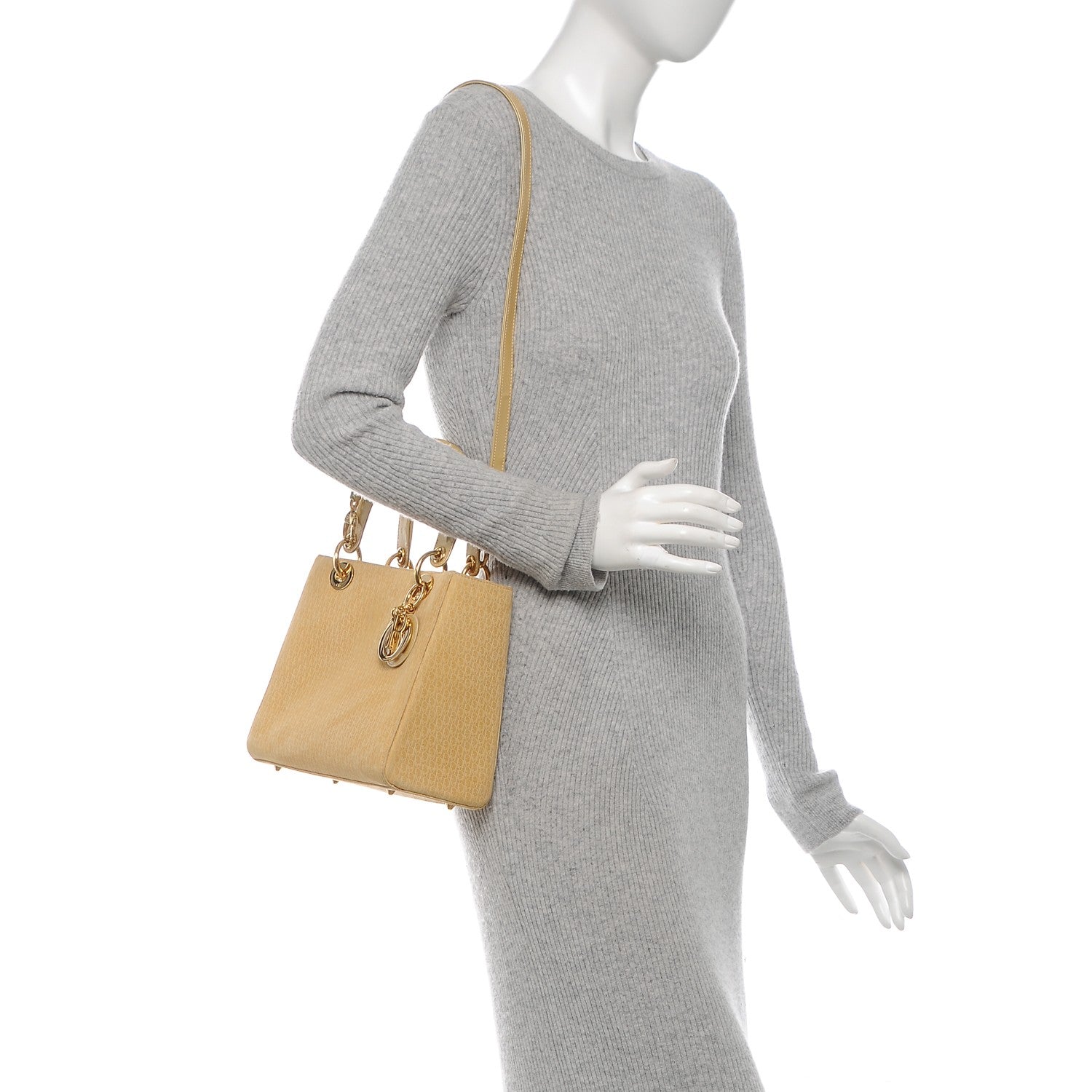 Christian Dior Nubuck Diorissimo Medium Lady Dior Gold 2 of 8