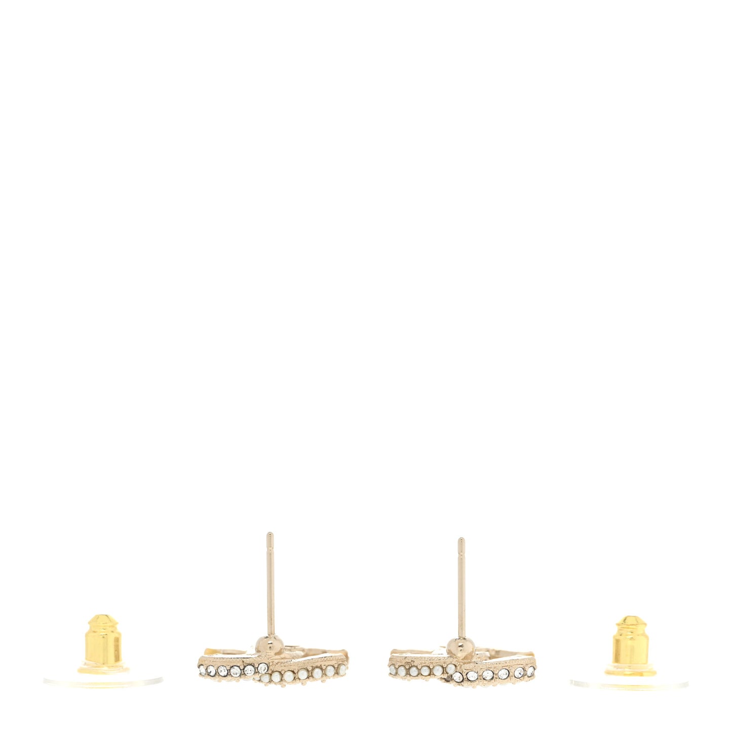 Crystal Pearl CC Earrings Gold