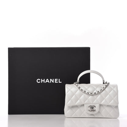 Chanel Iridescent Caviar Quilted Mini Top Handle Rectangular Flap White 11 of 11