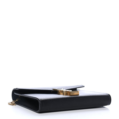 Saint Laurent Grain De Poudre Monogram Cassandra Chain Wallet Black 3 of 4